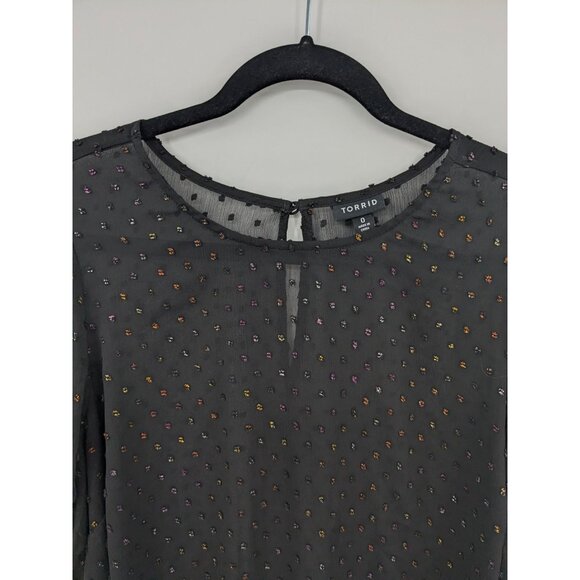 Torrid Sheer Blouse Women Size L Clip Dots Textured Rainbow Office Whimsigothic - Picture 5 of 9